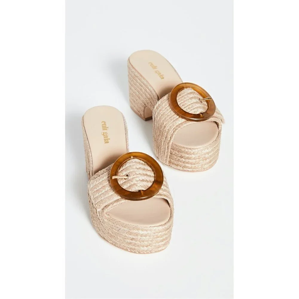 💕CULT GAIA💕 Cleia Jute Platform Sandals ~ Natural EU 41 Braided Raffia NWT
